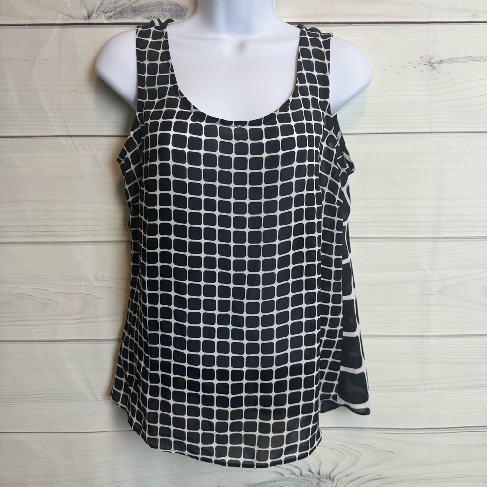 Banana Republic geometric print top sheer